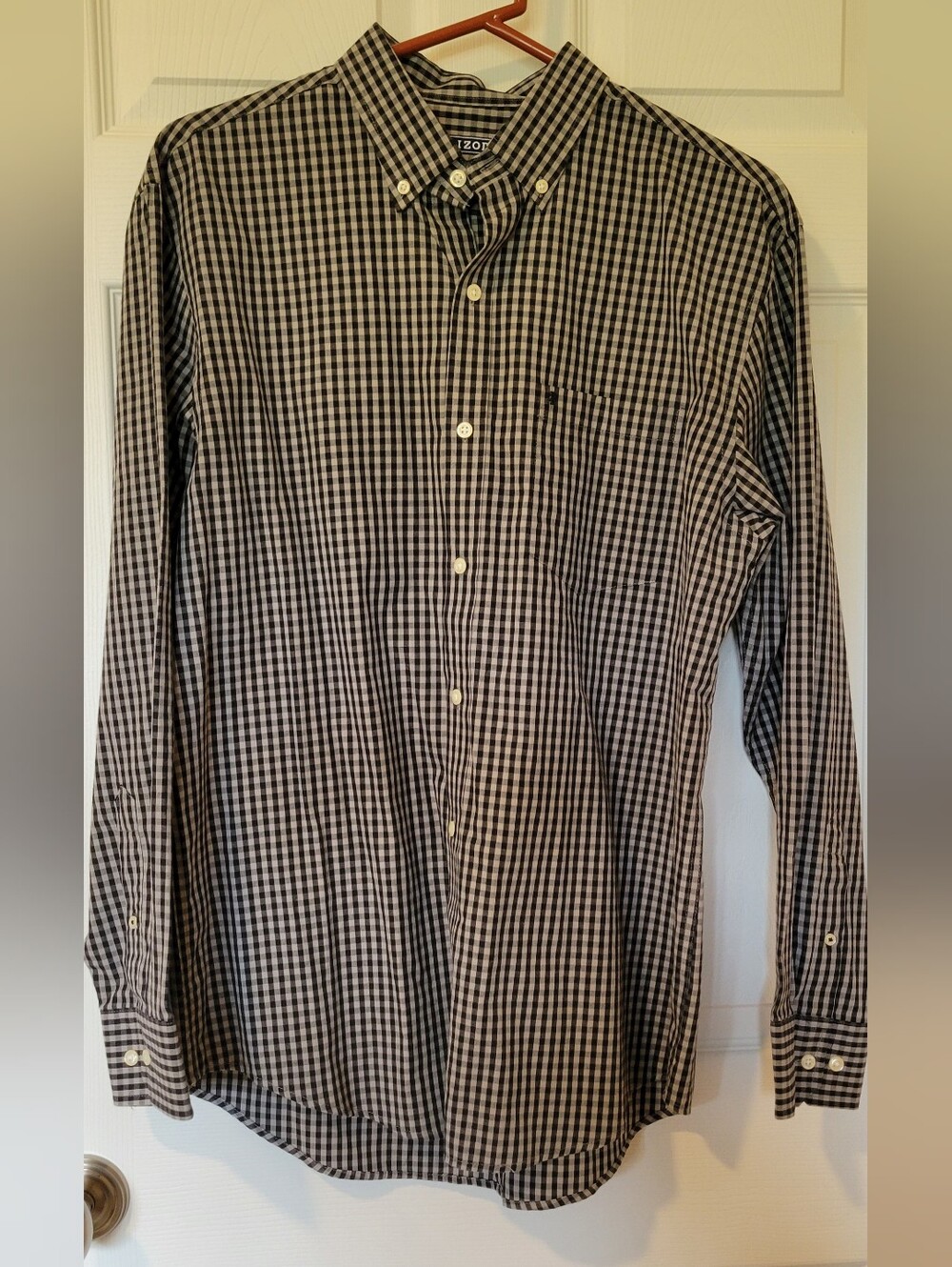 Izod Black and White Gingham Button-Down Shirt
